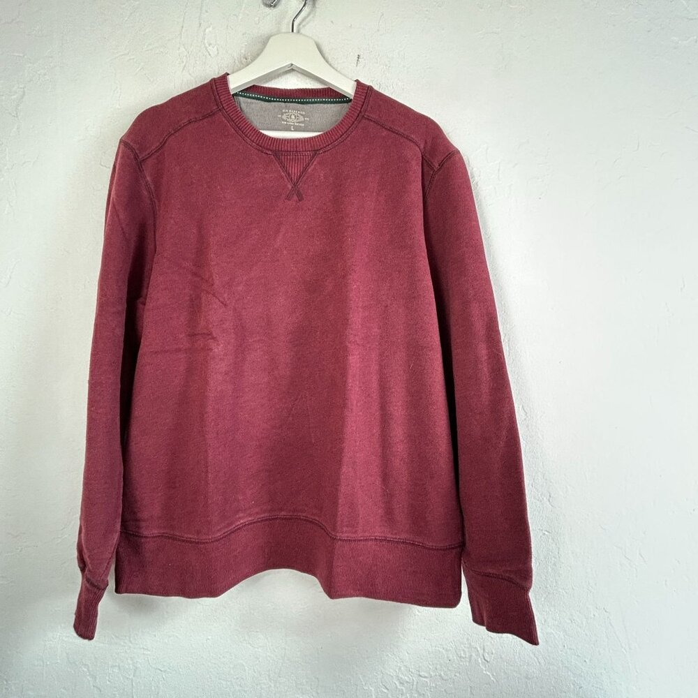 G.H. Bass & Co Mens Crewneck Sweater Large Burgundy Cotton Blend Pullover Casual